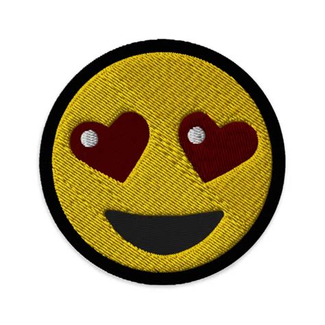 Heart Eyes Emoji Embroidered Patch Smiling Face Emoticon Iron On