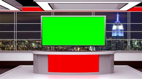 News Tv Studio Set 84 Virtual Green Screen Background Loop Stock Video