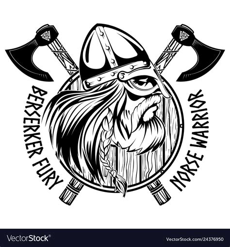 Norse Warrior Berserker Viking Head Shield And Vector Image