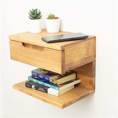 Floating Nightstand Wall Mounted Nightstand With Drawer Etsy