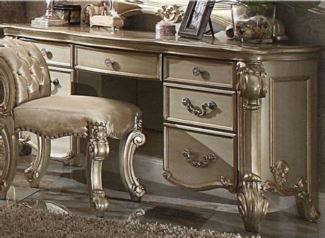 Vendome Vanity Desk In Gold Patina And Bone Acme Furniture 23007