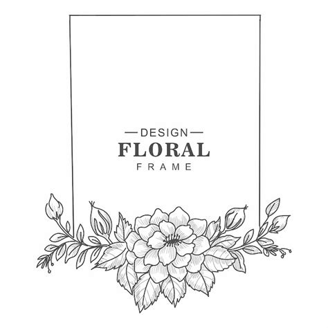 Free Vector Wedding Decorative Floral Frame Card Sketch Background