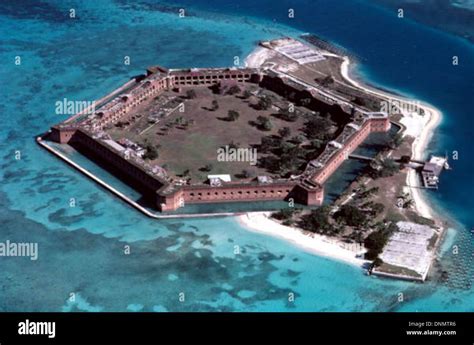 Aerial View Of Fort Jefferson Garden Key Dry Tortugas Florida Stock