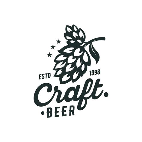 Craft Beer Logo Vector Illustration Of Hops Emblem Design On White