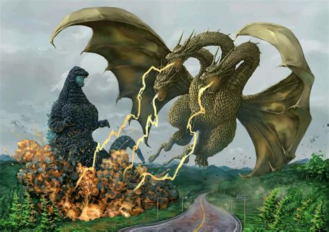 Download Epic Battle Of Titans Godzilla Vs King Ghidorah Wallpaper