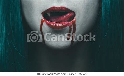 Vampire Lips In Blood Close Up Sensual Female Vampire Lips In Blood Close Up Image Halloween