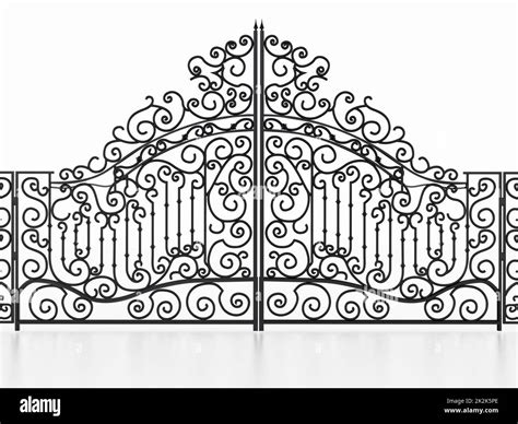 Wrought Iron Gate Isolated On White Background 3d Illustration Stock