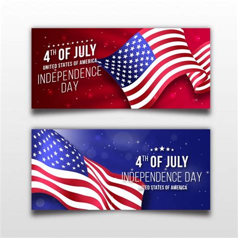 Premium Vector Realistic Independence Day Of America Banner