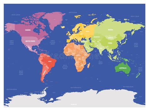 Una Colorata Mappa Politica Del Mondo Divisa In Sei Continenti Su