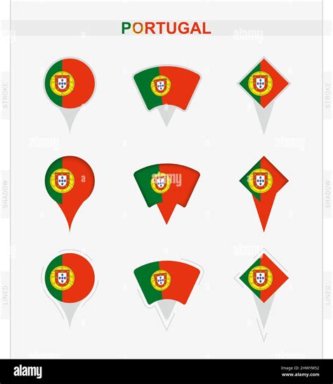 Portugal Flag Set Of Location Pin Icons Of Portugal Flag Vector