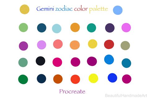 Gemini Zodiac Color Palette Procreate Swatches 30 Color Etsy