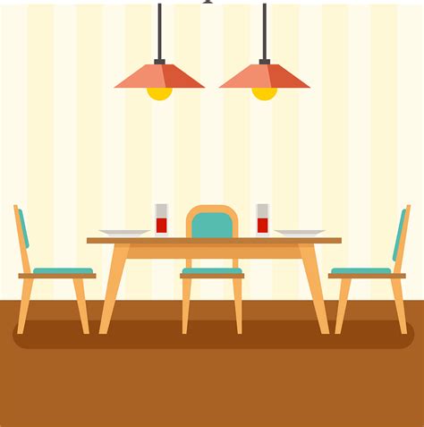 Room interior flat design vector illustration modern kitchen. Dining Room clipart. Free download transparent .PNG ...