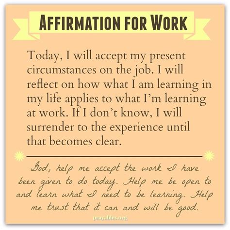 Affirmation For Work Prayables Work Quotes Positive Quotes For