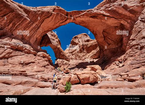 Double Arch In Arches National Park Moab Utah Usa North America