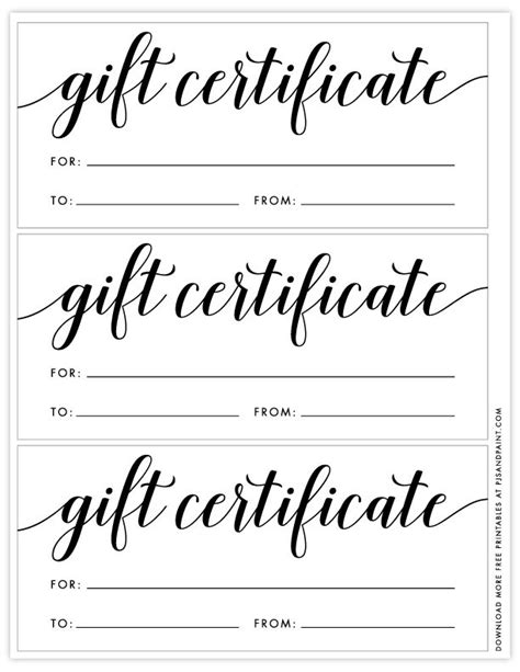 Free printable gift certificate template