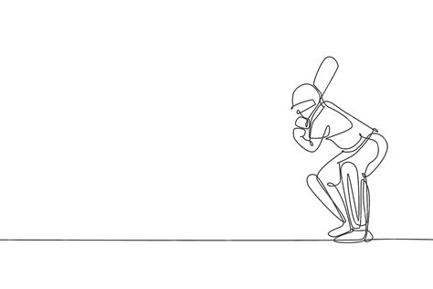 Premium Vector One Continuous Line Drawing Of Man Cricket Player