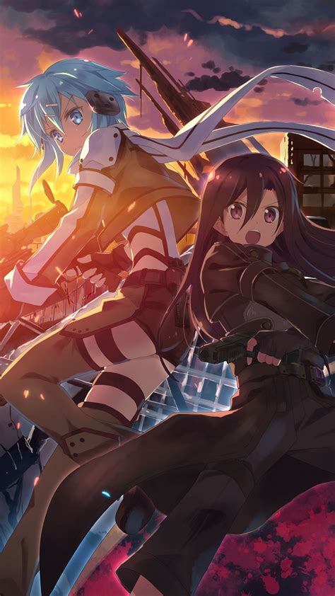 アニメ 女の子 漫画 日本 学校の制服. ソードアート・オンライン【キリト,シノン】結城辰也,iPhone6 PLUS ...