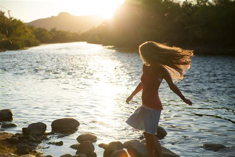 Free Photo Of Sunset Girl River Stocksnap Io