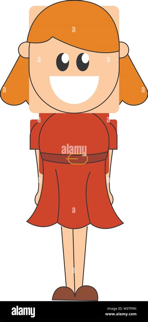 Girl In Red Dress Illustration Vector On White Background Stock
