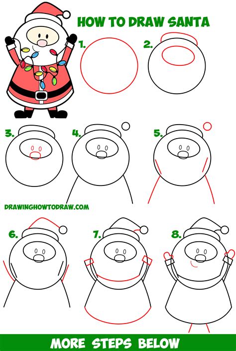 How To Draw Santa Step By Step For Kids