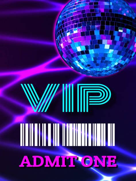 NEON DISCO Invitation Vip Pass Edit Yourself VIP Disco Etsy Australia