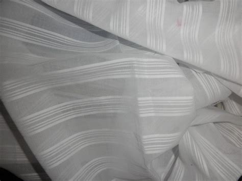 White Cotton Voile 58 Wide Jacquard Stripes