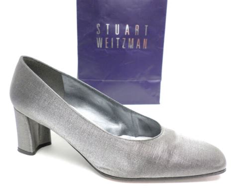 Stuart Weitzman Sie 95 Silver Peau De Soie Evening Heels Pumps Shoes 9