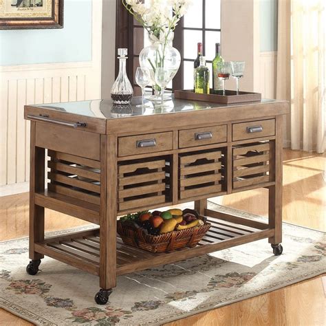 Styles from farmhouse to industrial. Kitchen Island W/ Stainless Steel Top Coaster Furniture, 1 ...