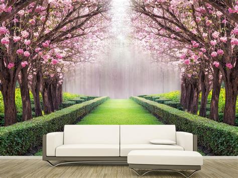 Custom 3d Photo Wall Paper Flowers And Beautiful Scenery Avenue Classic