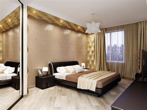 Modern Bedroom Interior Design Stock Image Image Of Fabric Headboard