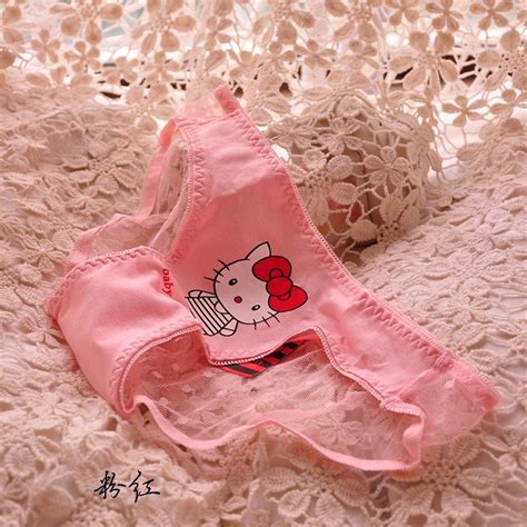 Hot Sale High Quality Cute Cotton Hello Kitty Women Underwear Free Shipping Lace Breathe Freely