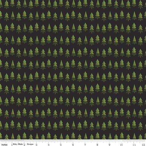 Small Evergreen Trees Fabric Riley Blake Holly Holiday C10883 Charcoal