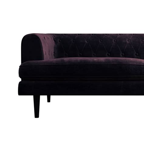 Chesterfield Sofa In Dark Purple Velvet 3 Seater Inez Furniture123