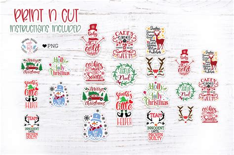 Cute Christmas Print N Cut Stickers By Graphichousedesign