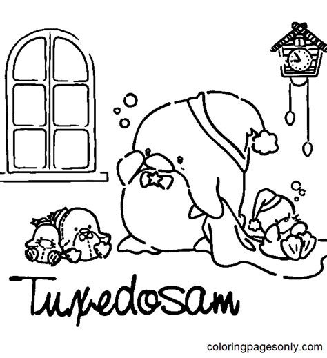 tuxedo sam sanrio coloring page coloring pages