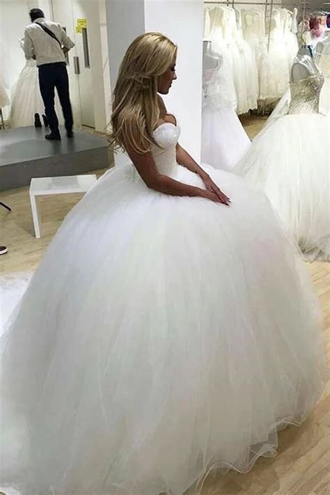 sparkly ball gown tulle strapless ivory wedding dresses long bridal dresses w1155 ball gown