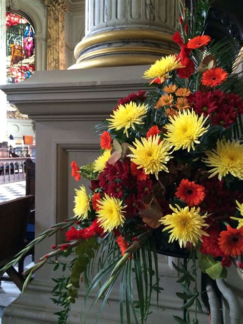 Autumn Church Pedestal Arrangement At St Phillips Cathedral By The