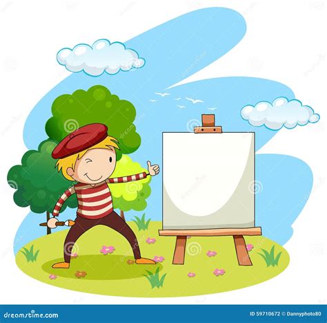 Artist Painting On Canvas Stock Vector Illustration Of Focus 59710672