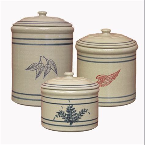 3 Piece Crock Canister Set Red Wing Stoneware And Pottery