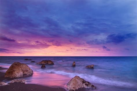 Sunset Ocean Water Rock Beach 5k Hd Nature 4k Wallpapers Images