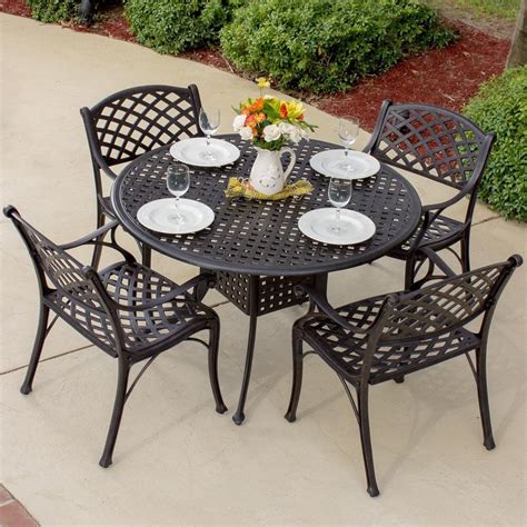 Heritage 4 Person Cast Aluminum Patio Dining Set With