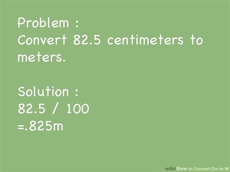 Centimeter = meter * 100. 3 Easy Ways to Convert Centimeters to Meters (cm to m ...
