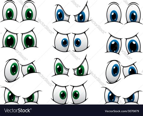 Set Of Cartoon Eyes Showing Various Expression Vector Image
