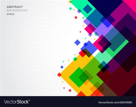 Abstract White And Colorful Square Background Free Template Ppt