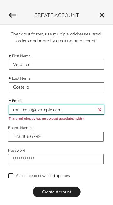 Bug If Registered User Tries To Create Account With Email Already In