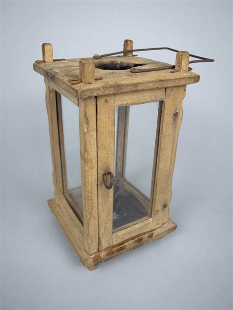 Rare Early 19th Century Wooden Hanging Candle Lantern Barn Lantern