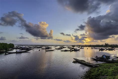 Boats In Tam Giang Lagoon In Sunrise In Hue Vietnam Stock Image