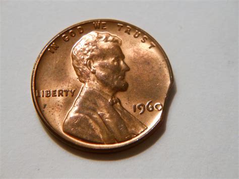 1960 P Lincoln Memorial Cent Clipped Planchet Error Coin For Sale