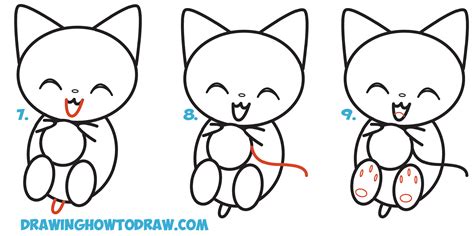 How To Draw Cute Kawaii Kitten Cat Playing With Yarn From Number 8