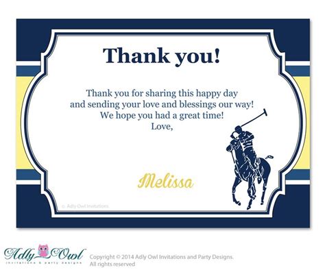 Boy Polo Thank You Card With Personalization Boy Polo Babyshower Or